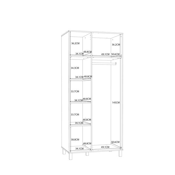 Furniture To Go Grafton 2 Door Wardrobe In Cream and Oak