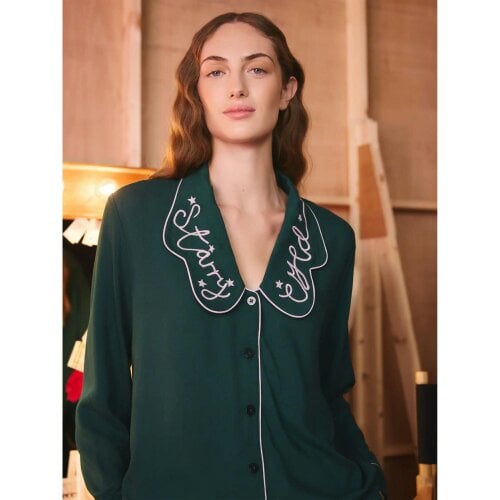 Cath Kidston Womens Button-Down Long Pyjama Set - Green