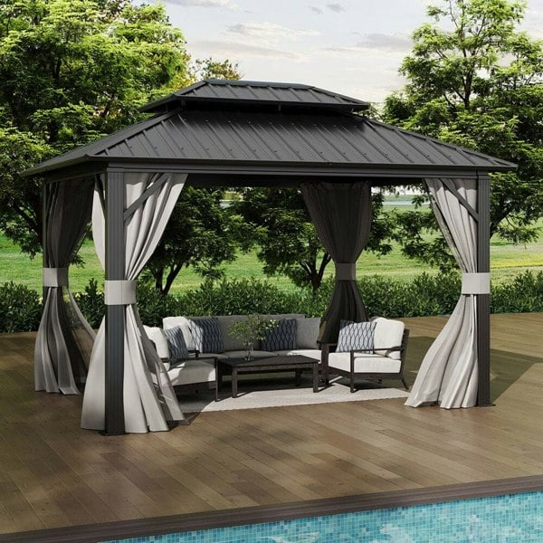 10×10ft/10×12ft Hardtop Patio Gazebo Living and Home 