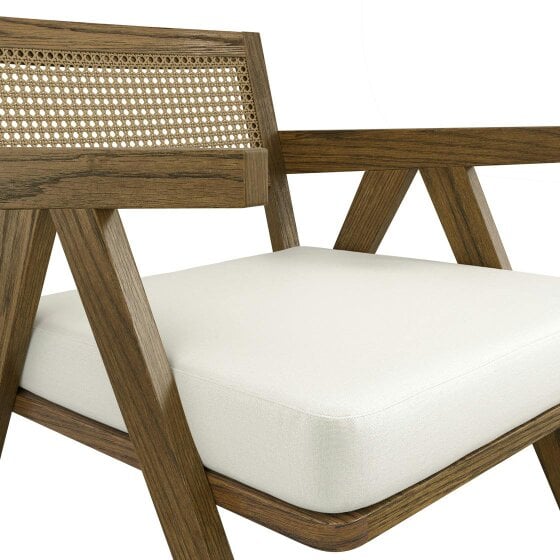 Wyld Haus Martone Wooden Rattan Ecru White Woven Accent Chair