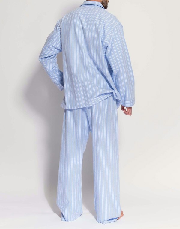 British Boxers Men's Brushed Cotton Pyjama Set – Westwood Blue Stripe