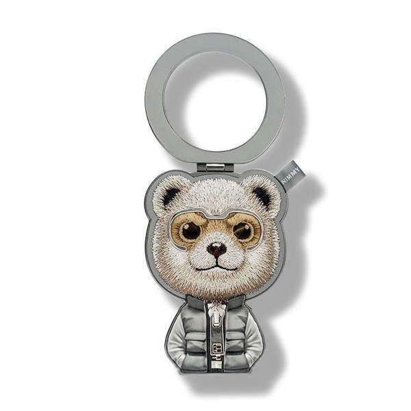 Nimmy Friends Nimmy Cool & Cute 2.0 Grey Bear Embroidery Magnetic Stand with MagSafe Grey - N-KM-BSZJ-11-A