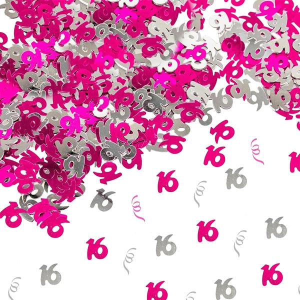 16th Birthday Pink and Silver Foil Confetti Pack for Party Tables and Celebration Displays image 2