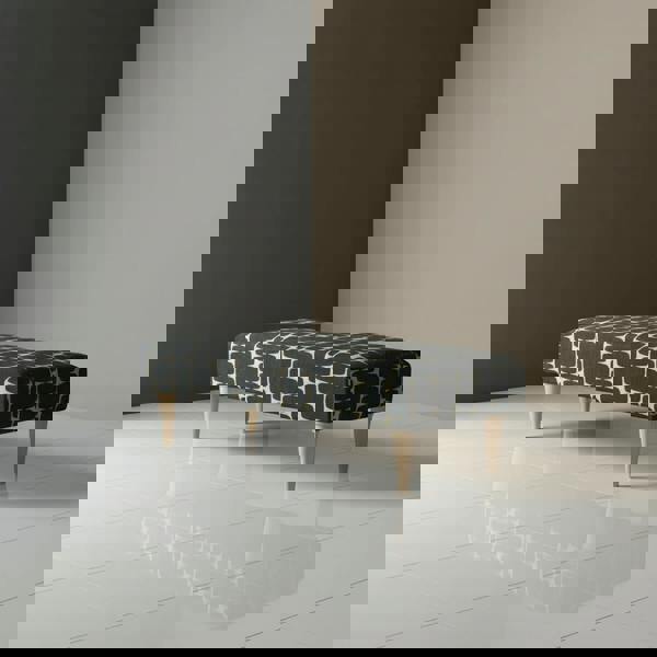 Multi-functional stitched ottoman bench serving as footrest and seating