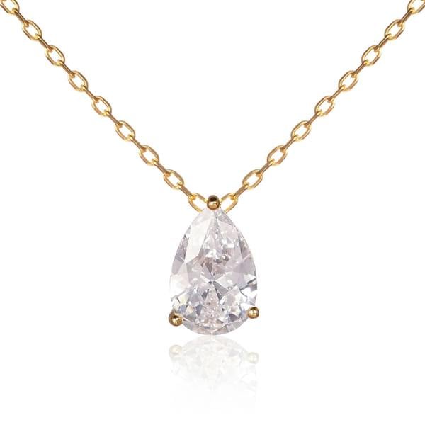 namana Gold Plated 925 Sterling Silver Pear Drop Pendant Necklace For Women