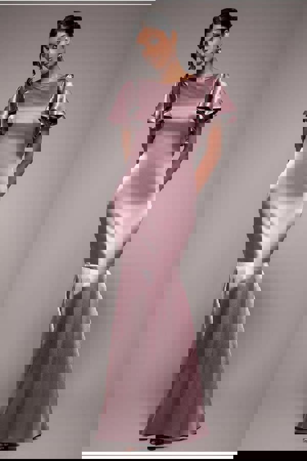 Satin Flutter Sleeve Mermaid - Rosepink DR3954