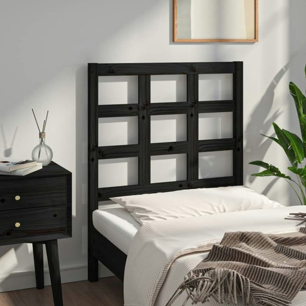 Berkfield Bed Headboard Black 80.5x4x100 cm Solid Wood Pine