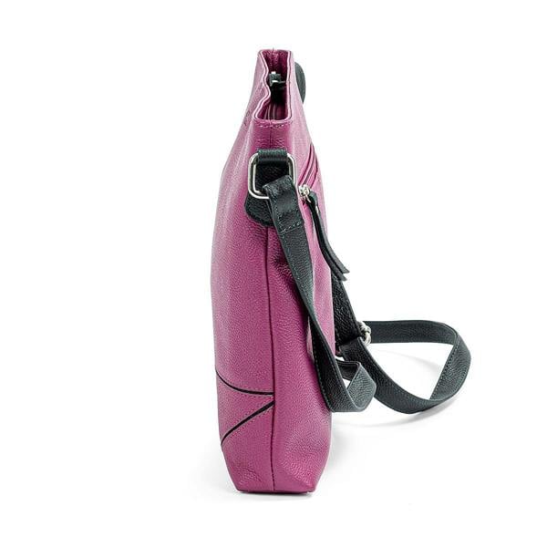 Pia Fine Lines Fuchsia Navy Leather Cross-Body Bag