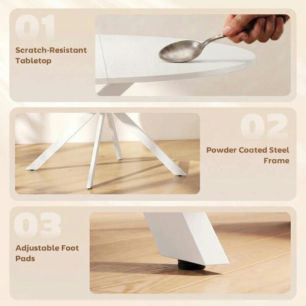 Dining Table for 4, 120 cm Industrial Kitchen Table with Wood Effect Tabletop and Steel Legs, White