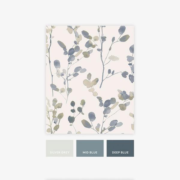 Next Natural/Blue Honesty Leaf Wallpaper