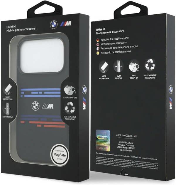 BMW M Series Silicone Horizontal Line Case with MagSafe for iPhone 17 Pro 6.3" Black - BMHMP17L25SHOTSK