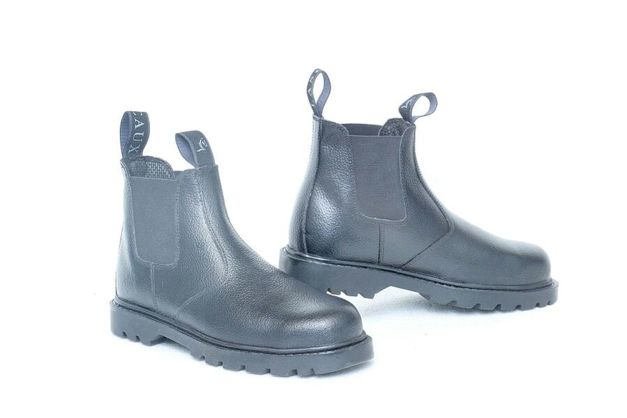 eQuitack Toughall Leather Steel Toe Cap Safety Chelsea Yard Jodhpur Boots With Elasticated Side Panels Black