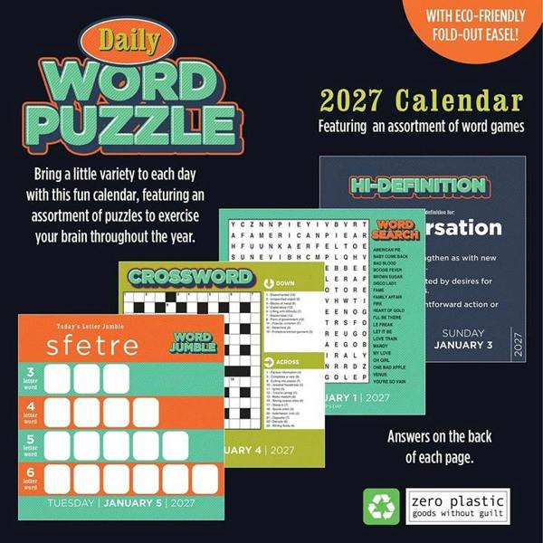 Daily Word Puzzle Desk Calendar 2027, Desk Calendars, Day To View, Entertainment, Gift