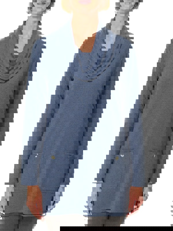 PennyPlain Tunic Cowl Neck Top - Sky