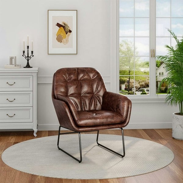 75cm Wide Faux Leather Armchair Double Layer Padded Occasional Chair Other Occasional Chairs Living and Home