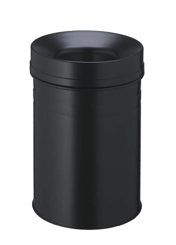 Durable Fire Extinguishing Metal Waste Bin SAFE+ | TUV Certified | 15L | Black