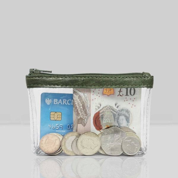 Assots London 'DINAH' Transparent Zip Top Tree Top Green Coin Purse