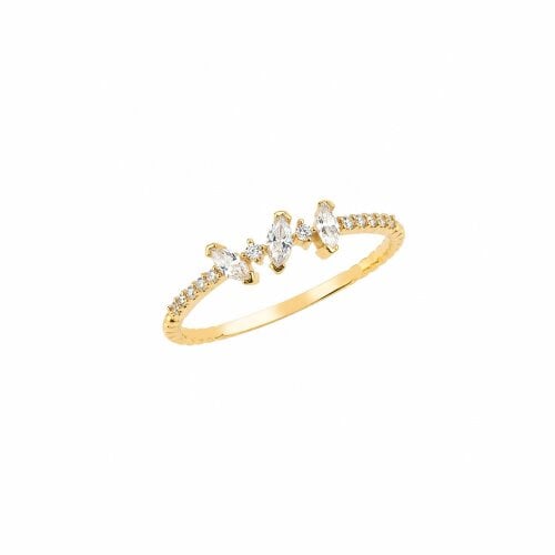 Spero London Tripple Marquise Trio Sterling Silver Pavé Ring - Gold