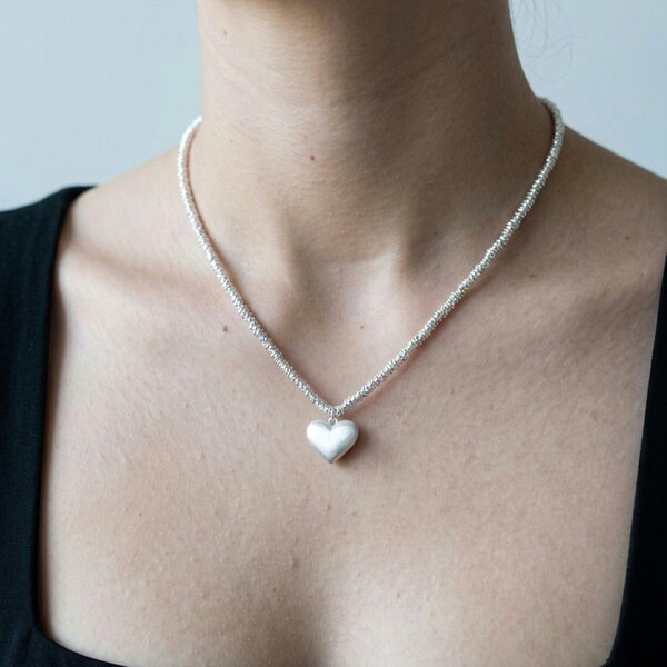 Uchi & Soto Kokoro Silver Heart Necklace