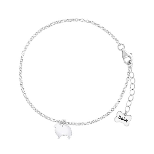 Mylee London Pomeranian Silhouette Silver Chain Bracelet - Personalised