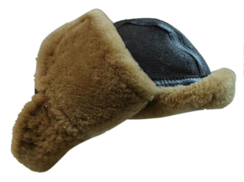 Infinity Leather Mens RAF Aviator Sheepskin B-55 Trapper Hat