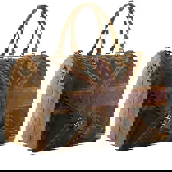 Mala Leather Union Jack Genuine Leather Vintage Holdall in Brown