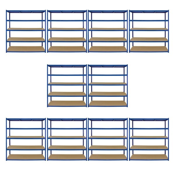 Monster Racking T-Rax 10 x Extra Wide Storage Shelves - Blue (160cm W, 60cm D)