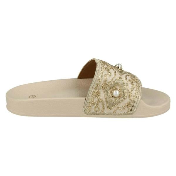 Spot On Ladies Spot On Beaded Slider Mules