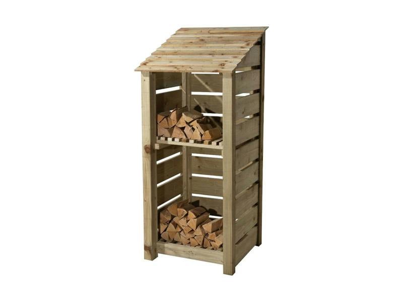 Arbor Garden Solutions Slatted Wooden Log Store With Shelf W-79cm, H-126cm or 180cm, D-88cm