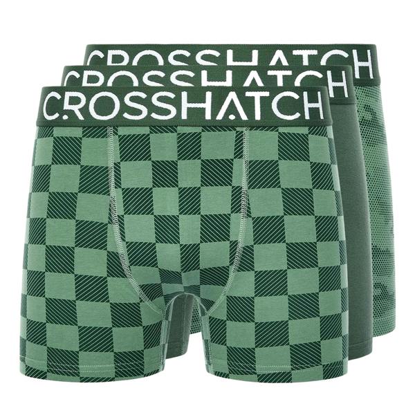 Crosshatch Mens Bresler Boxer Shorts (Pack of 3) - Green - 