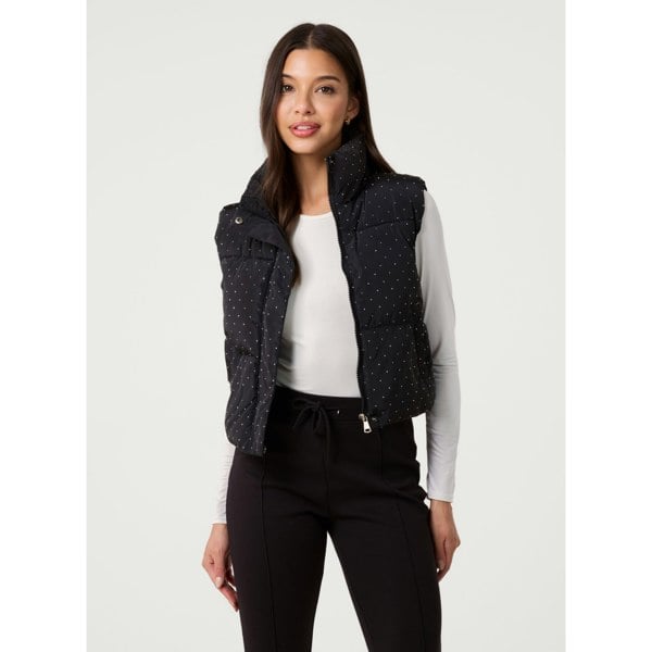 Pink Vanilla Diamante Puffer Gilet