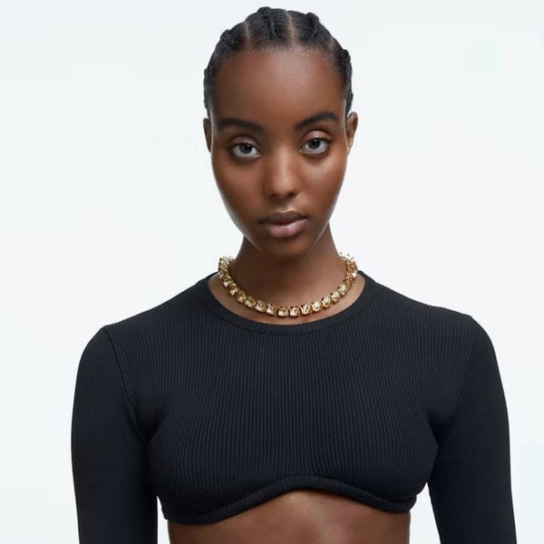 Swarovski Chroma Gold Tone Plated Spike Crystal Necklace 5613679