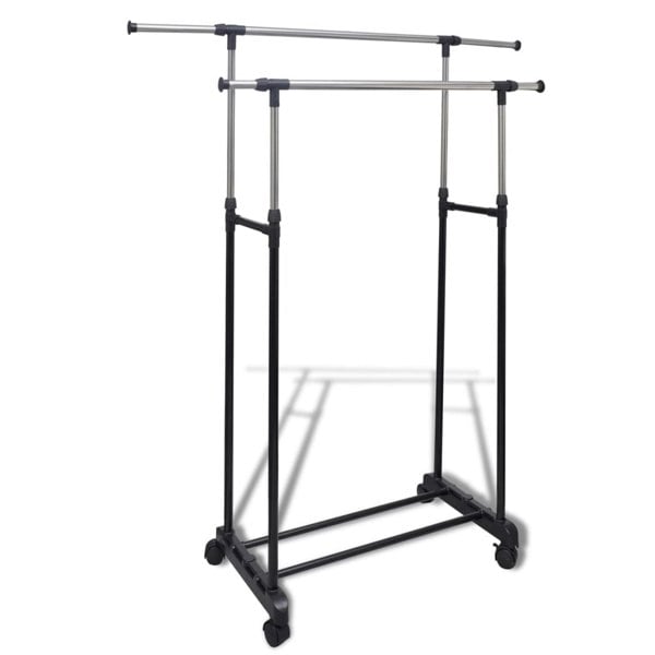 Berkfield Adjustable Clothes Rack 4 Castors 2 Hanging Rails