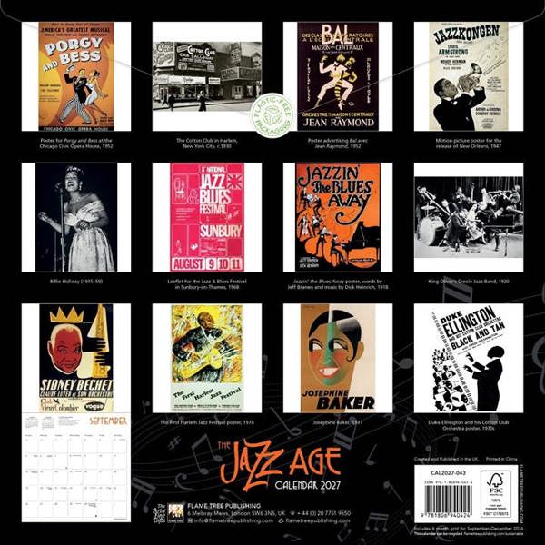 The Jazz Age Calendar 2027, Wall Calendars, Month To View, Entertainment, Gift