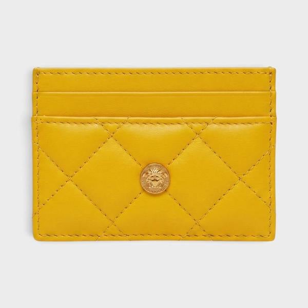 Versace Medusa Card Case Quilted Mustard Yellow