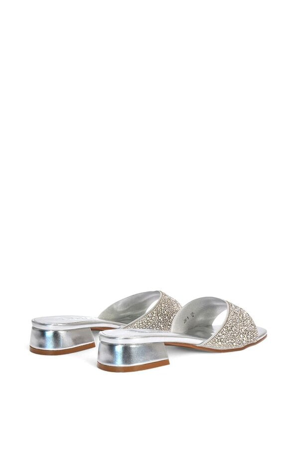 XY LONDON Low Heel Sandal Mules With Diamante Details