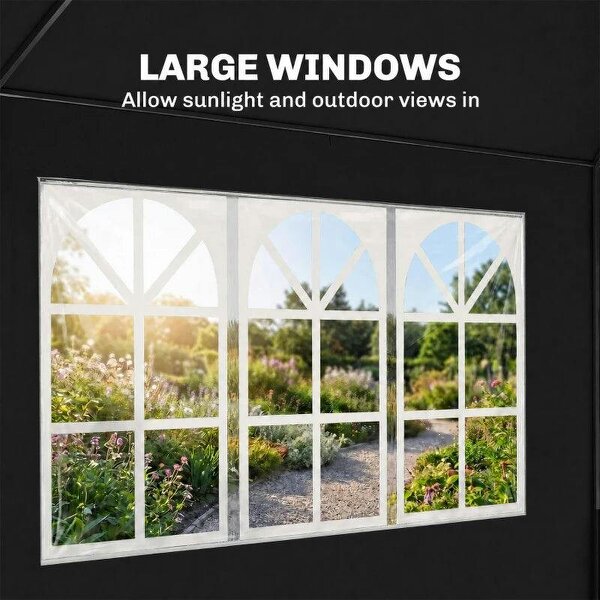 2.95 x 5.83 m Semi-Open Gazebo - Dark Grey