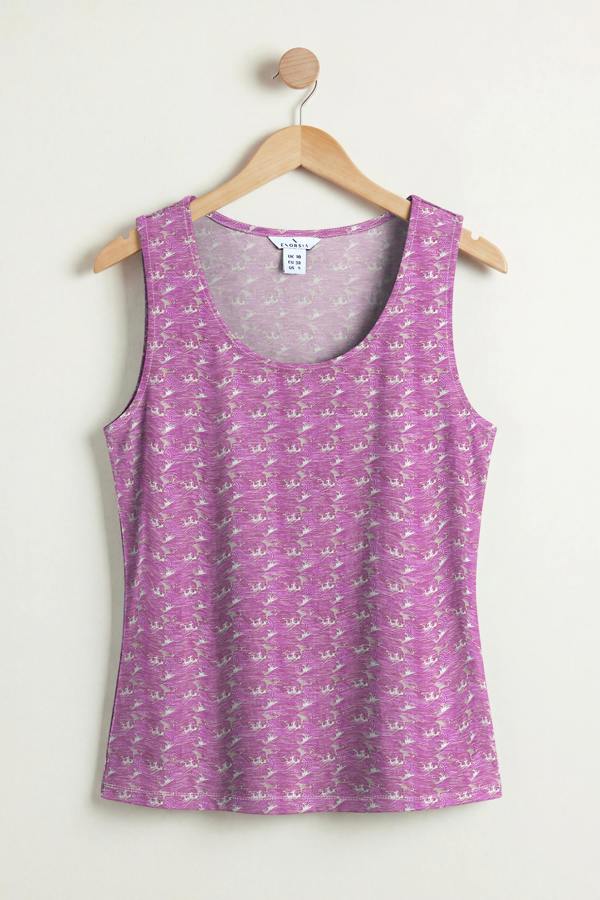 ENORSIA Wave-Printed Basic Scope Neck Vest