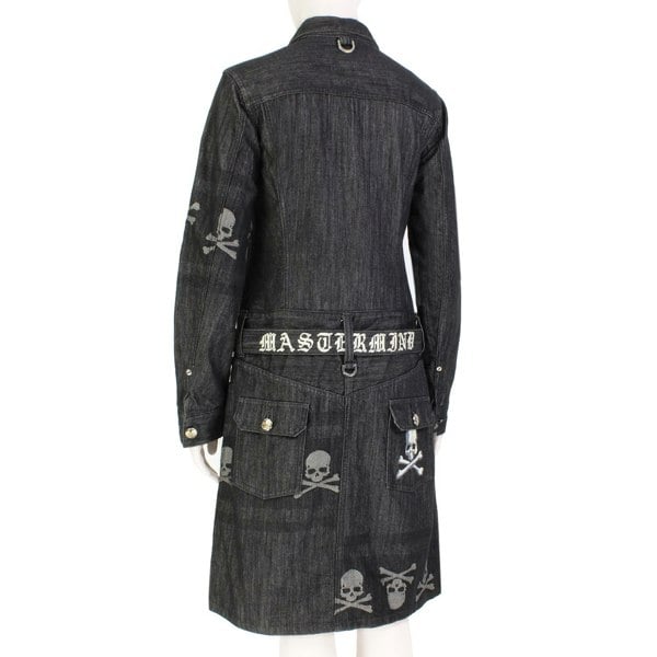 Mastermind Japan Serenade black denim skull detailed dress belted