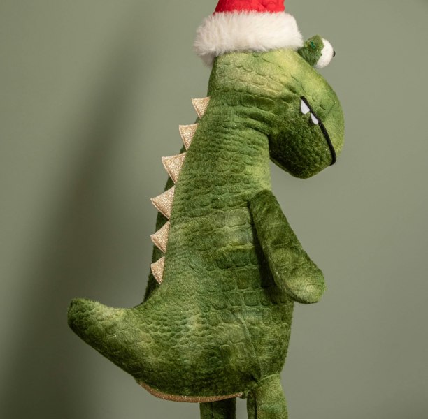 Samuel Alexander 60cm Green Standing Christmas Dinosaur with Santa Hat