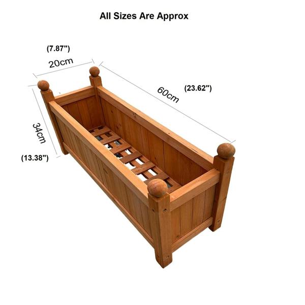 Gr8 Garden Brown Wooden Rectangular Garden Planter Box 60cm Raised Flower Trough