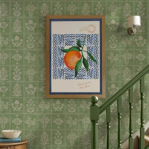 Joules Postcard from the French Riviera 50 X 70 Wood Frame | Blue