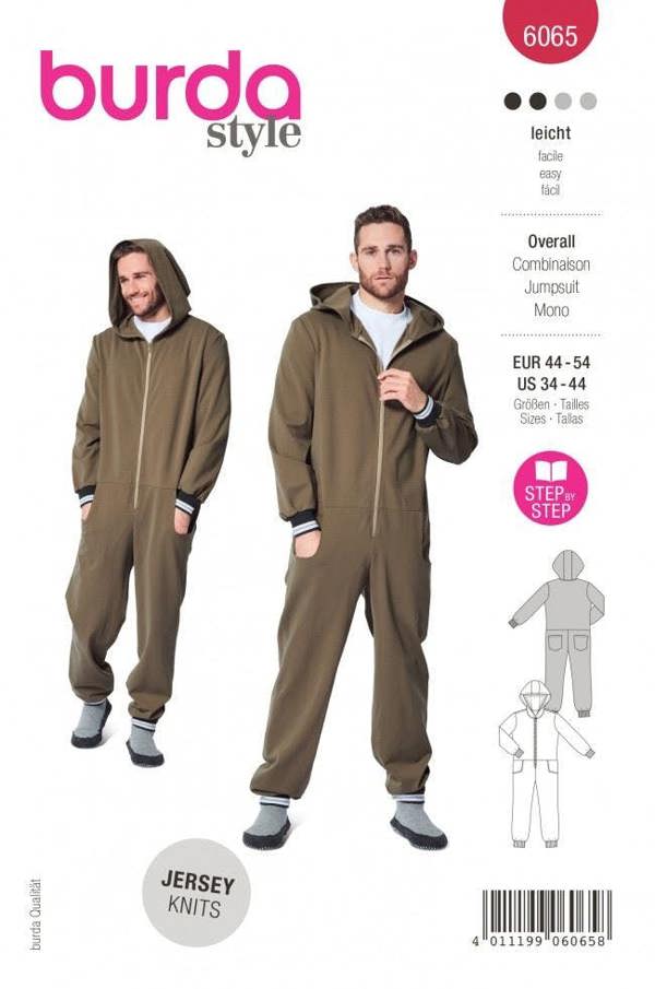 Burda Sewing Pattern 6065 Onesies For Men, 34-44 (44-54) - Easy