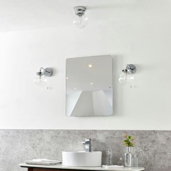 Pagazzi Lighting Amelie IP44 Flush Polished Chrome Ceiling Light