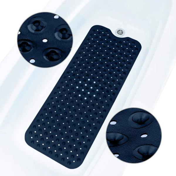 ADOV Bath Mat Non Slip, 100 x 40cm Extra Long Shower Mat with Suction Cups and Drain Holes