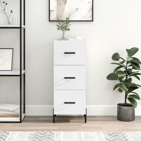 Berkfield Sideboard High Gloss White 34.5x34x90 cm Engineered Wood