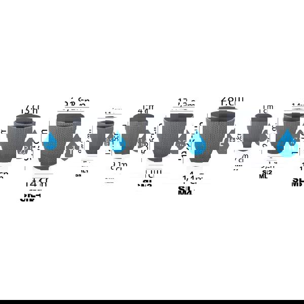 Gr8 Garden Set Of 4 Grey Sumela Knitted Flower Plant Pot Planter With Tray Indoor Garden