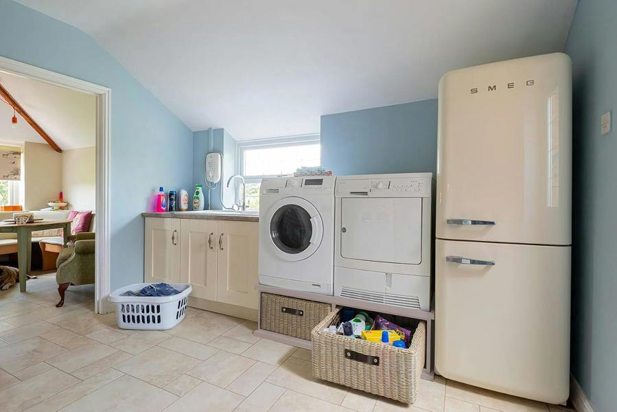Statement Furniture Tetbury Washing Machine and Dryer Stand, Double Appliance Pedestal with Storage