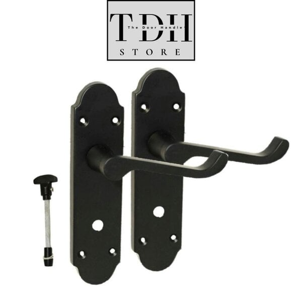 EDH Door Hardware Victorian Style Interior Matt Black Bathroom Door Handles - Classic Design