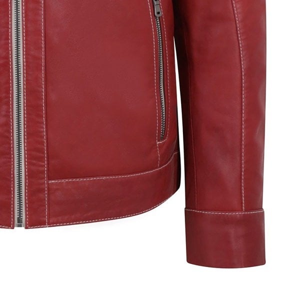 PRIMEHIDE Racer Leather Jacket Fred Red